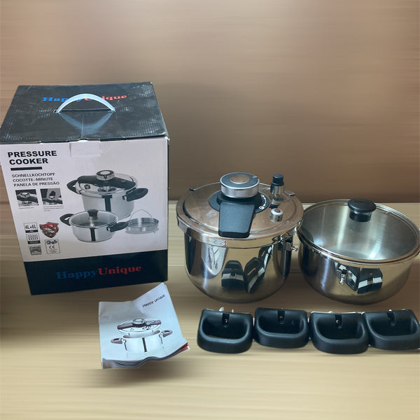 Lot Imported Happy Unique 4+6L Stainless Steel Pressure Cooker With Steamer