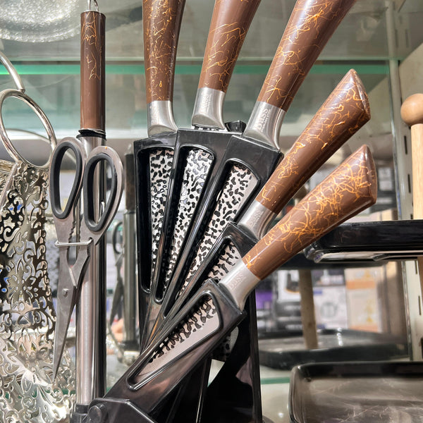 Bass Stainless Steel Knife Set with Revolving Stand 7PCs