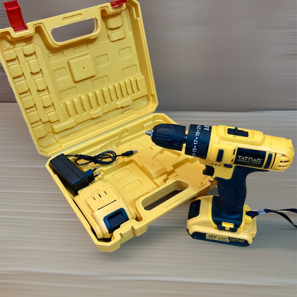 Tatnad Germany Craft Cordless Drill Machine with 36V Rechargeable Double Batteries