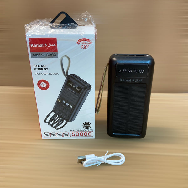 Kamal Solar Energy Power Bank With 4 Built In Cables 50,000mAh S303