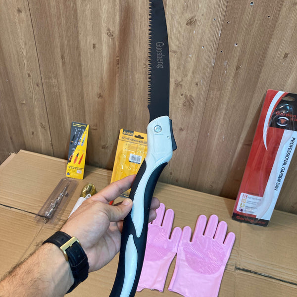 Ultimate Home Essentials Combo – Hand Saw, Silicone Gloves, Screwdriver Set, Drying Wire & Electrical Tester