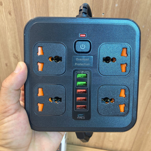 3000W Power Extension 4 Universal Socket+ 5 USB+ 1 Type-C Port BKL-666