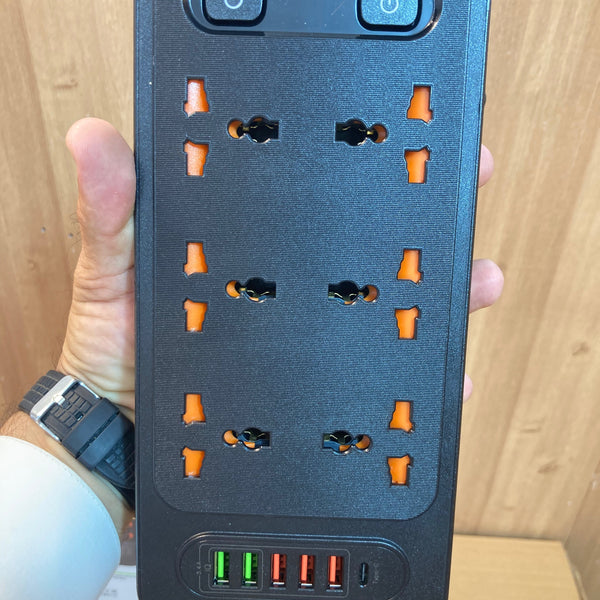 3000W Power Extension 6 Universal Socket+ 5 USB+ 1 Type-C Port