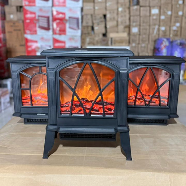 NBC007BK Electric Fireplace Room Heater – Modern Black LED Flame Heater with Adjustable Thermostat & Safety Protection