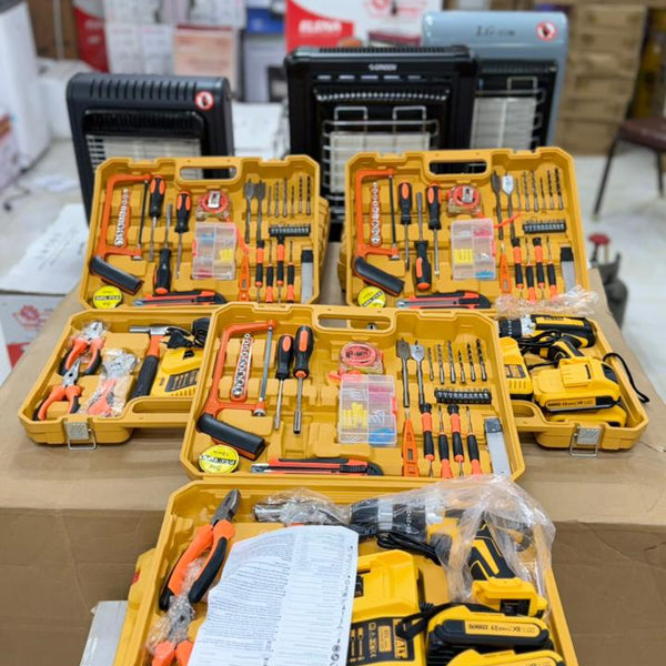 .DEWALT 48V Power Drill Kit | 56 Accessories + 2 Rechargeable Lithium Batteries