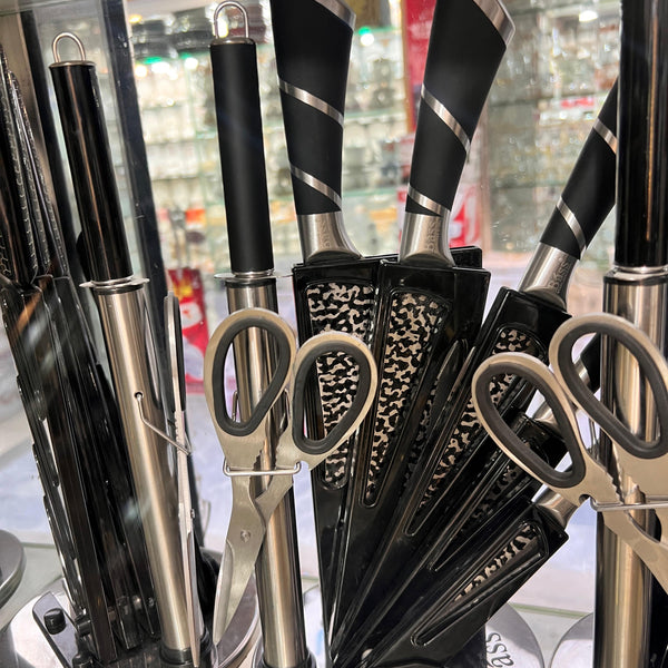 Bass Stainless Steel Knife Set with Revolving Stand 7PCs