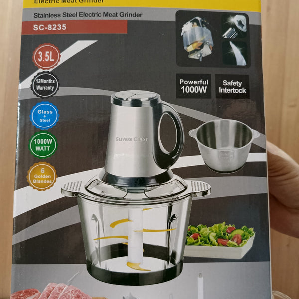 Lot Imported Slivers Criest 6-in-1 Stainless steel Electric Meat Chopper-Transparent 3.5L