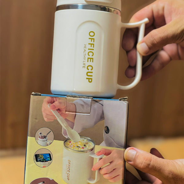 Insulated Coffee Mug With Handle & Spoon 500ML