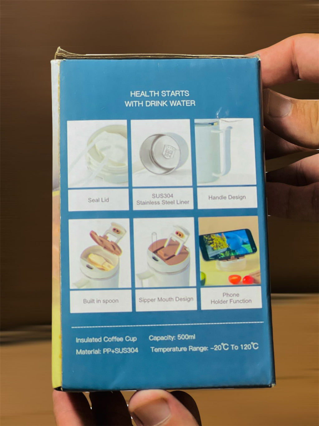 Insulated Coffee Mug With Handle & Spoon 500ML