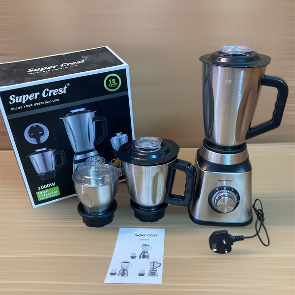 Super Crest Germany Full Steel Body 3-in-1 Electric Juicer, Chopper and Grinder Machine Heavy Duty SCT-8031