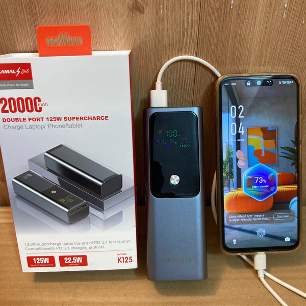 Kamal Square Shape 125W Super Fast Charging Lithium Power Bank 20,000 mAh - K125