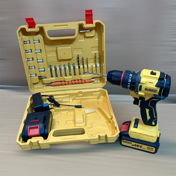DeWALT Brushless Drill Machine Set with Double Rechargeable 48V Batteries