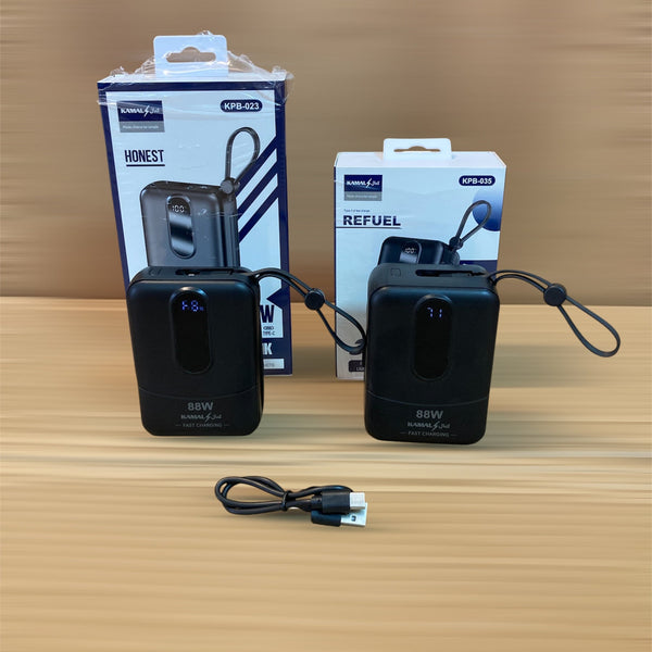 Kamal 88W Compact Digital 2 Built-in Cables Super Fast Charging Power Bank