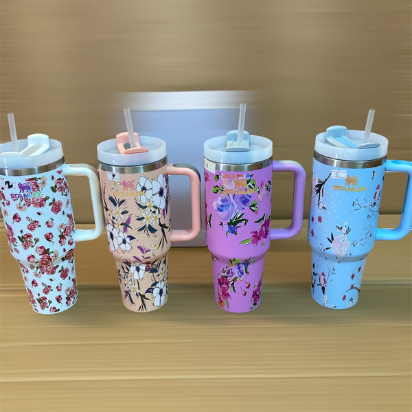 Stanley Stainless Steel Insulated Tumblers with Handle, Leakproof Lid and Straw 1200ml