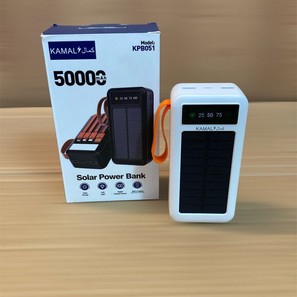Kamal 50,000 mAh Solar Power Bank with 4 Built-in Cables KPB051