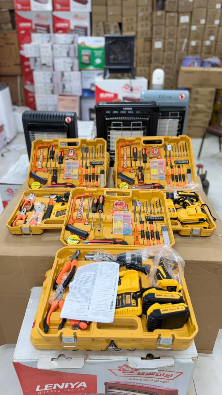.DEWALT 48V Power Drill Kit | 56 Accessories + 2 Rechargeable Lithium Batteries